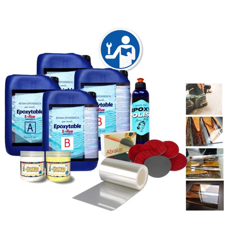 EPOXYTABLE 5-FIVE BEGINNER Kit für Tische aus Holz und ungiftigem Harz