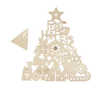 Weihnachtsbaum aus Holz mit Spitzen-Design