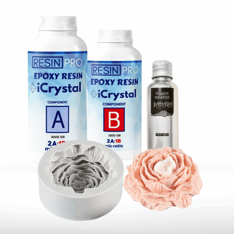 Kit Kristallharz mit Blüteneffekt – iCrystal + Sahara-Pigment + Form - Kit + Weiß