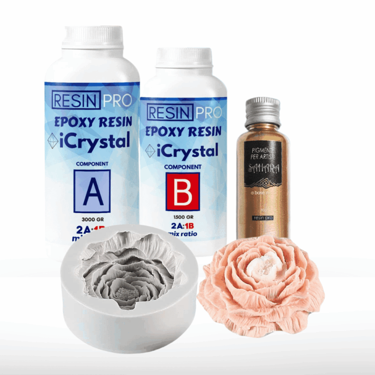 Kit Kristallharz mit Blüteneffekt – iCrystal + Sahara-Pigment + Form - Kit + Gold