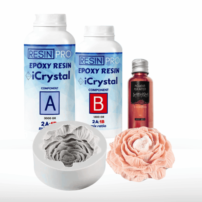 Kit Kristallharz mit Blüteneffekt – iCrystal + Sahara-Pigment + Form - Kit + Rot